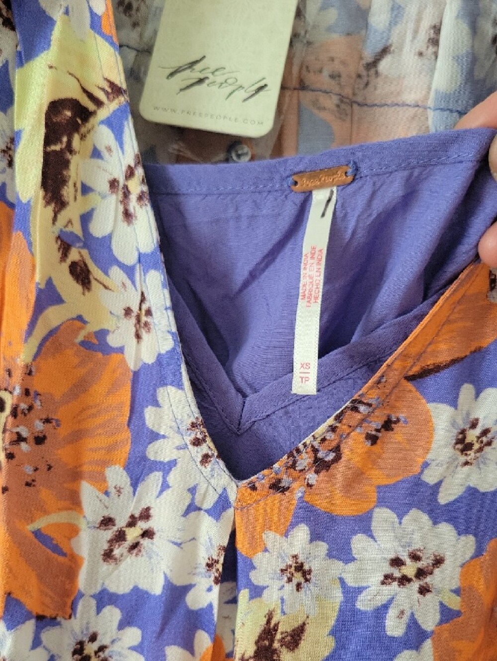 Free People Orange & Blue Floral Mini Dress - Picture 6 of 10